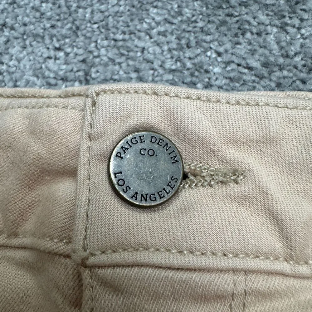 PAIGE Genesee High Rise Wide Leg Denim Jeans Size 28 Sandie Beige Tan Stretch - Picture 8 of 16
